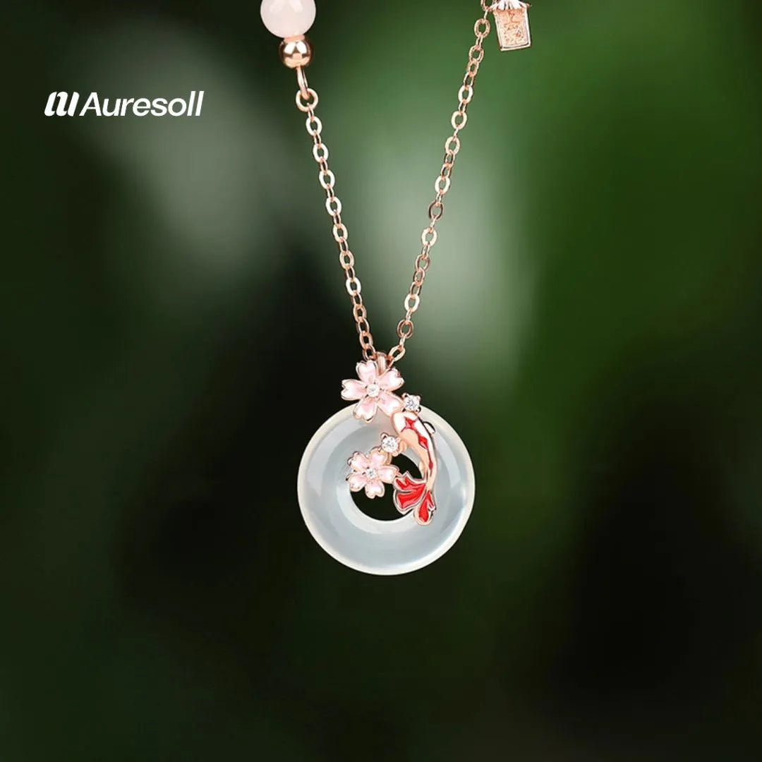 Peach Blossom Koi Necklace