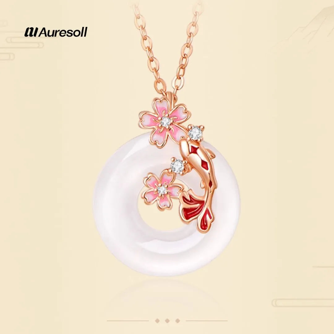 Peach Blossom Koi Necklace