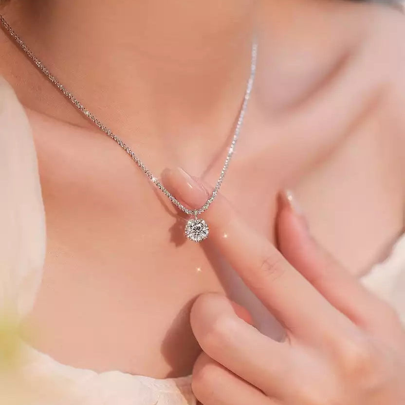 925 Silver Moissanite Pendant Necklace
