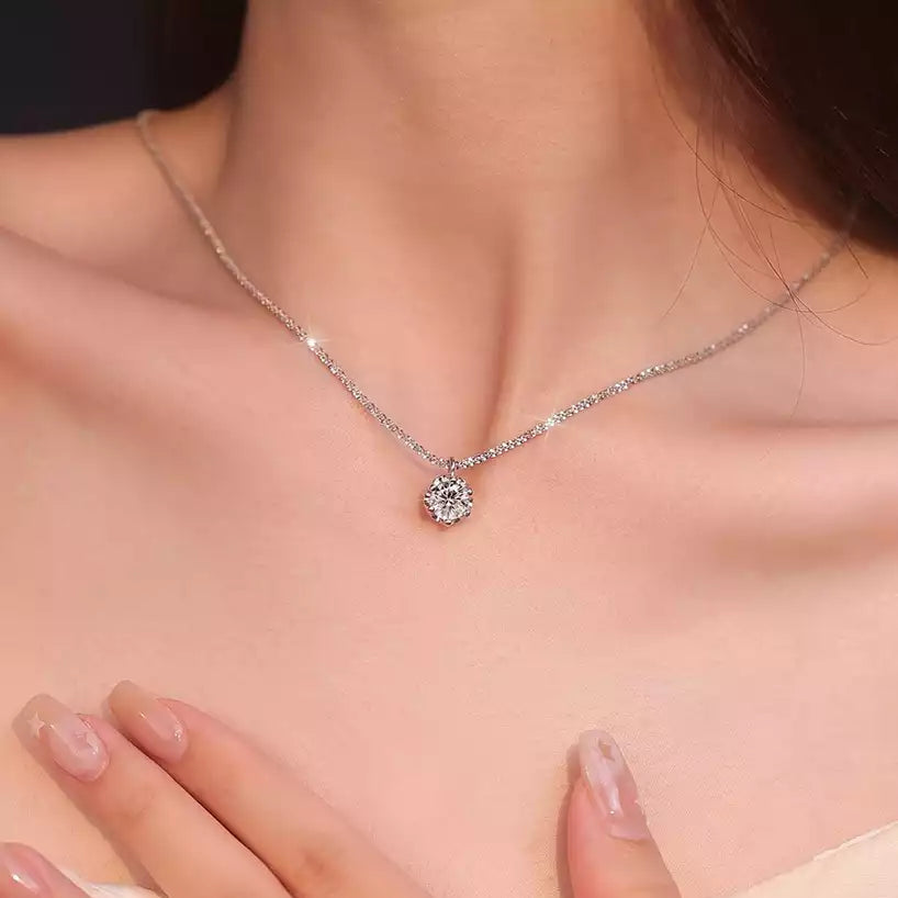 925 Silver Moissanite Pendant Necklace